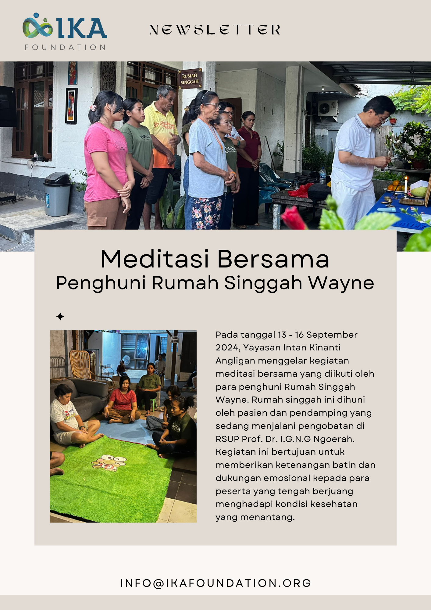 Newsletter IKA : Meditasi Bersama di Rumah Singgah Wayne